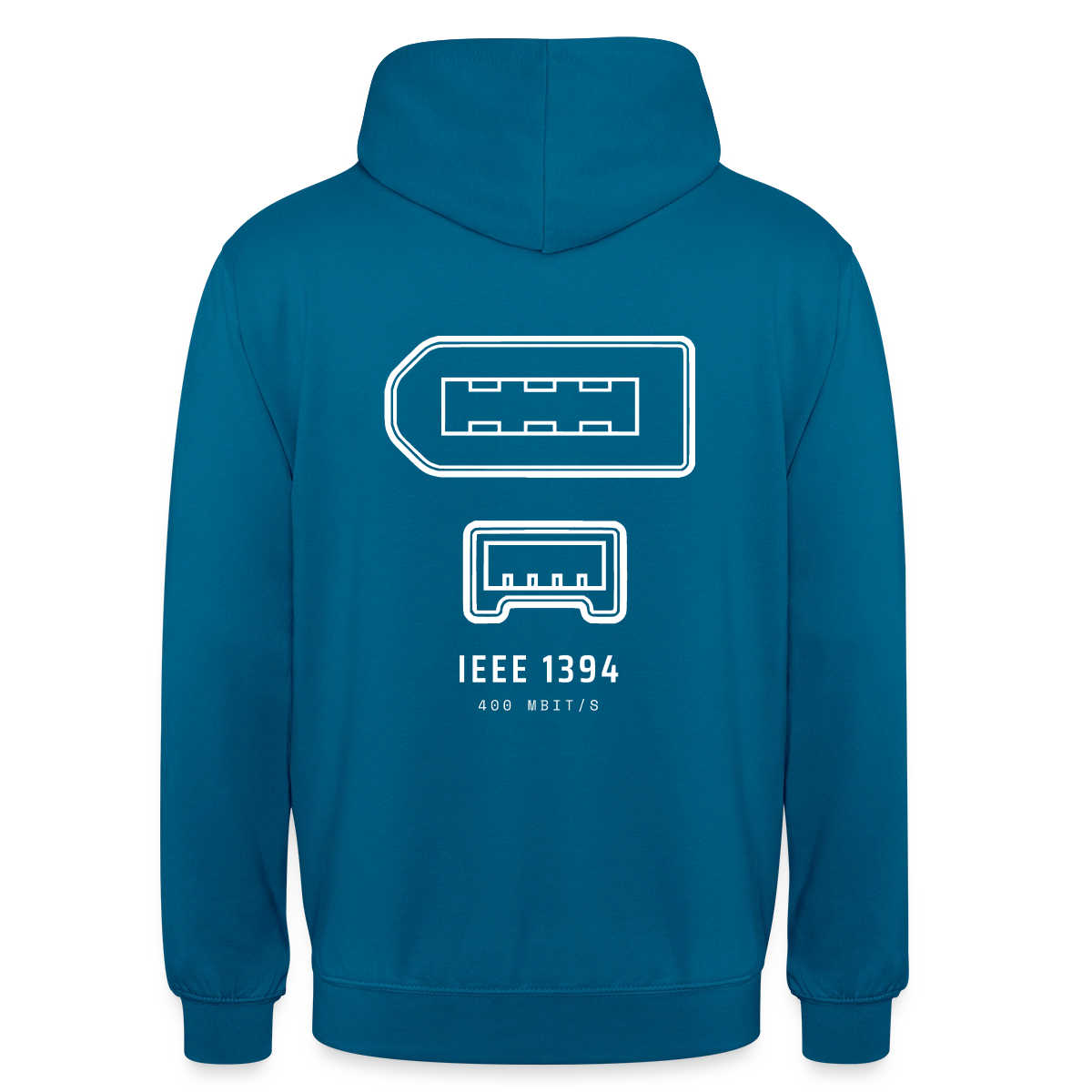"IEEE 1394, 400 Mbit/s" Motiv-Hoodie unisex, Farbe Tiefseeblau