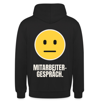 Mitarbeitergespräch. Motiv-Hoodie unisex, Farbe Schwarz