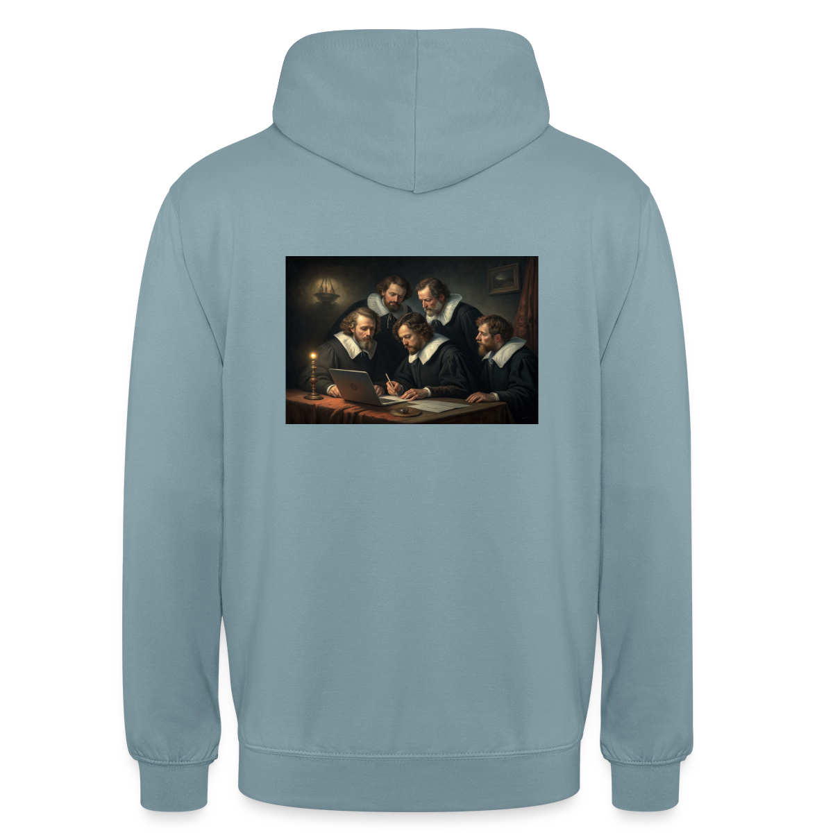 Das Code-Review. Renaissance-Motiv Motiv-Hoodie unisex, Farbe Nebelblau