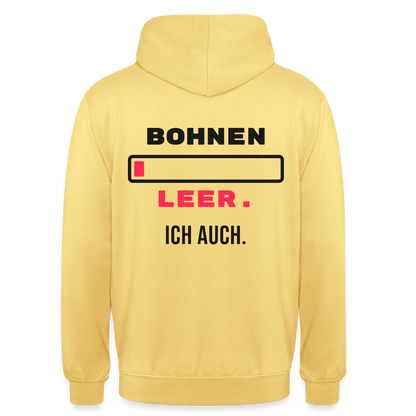 "Bohnen leer. Ich auch." Motiv-Hoodie unisex, Farbe Zitronengelb