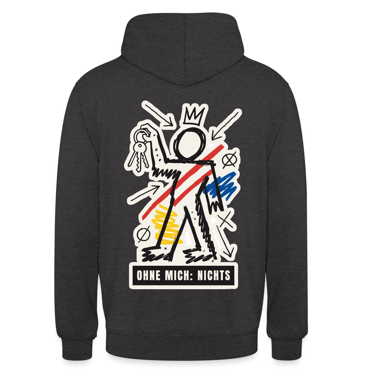 Ohne mich: nichts. Neo-Expressionismus-Motiv Motiv-Hoodie unisex, Farbe Anthrazit