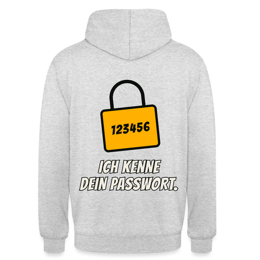 Ich kenne dein Passwort. Motiv-Hoodie unisex, Farbe Hellgrau meliert