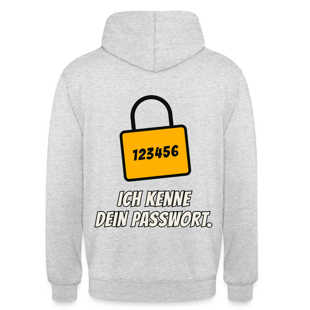 Ich kenne dein Passwort. Motiv-Hoodie unisex, Farbe Hellgrau meliert