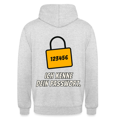 Ich kenne dein Passwort. Motiv-Hoodie unisex, Farbe Hellgrau meliert