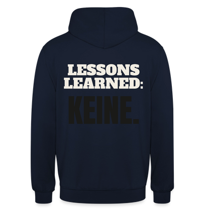 Lessons learned: keine. Motiv-Hoodie unisex, Farbe Navy