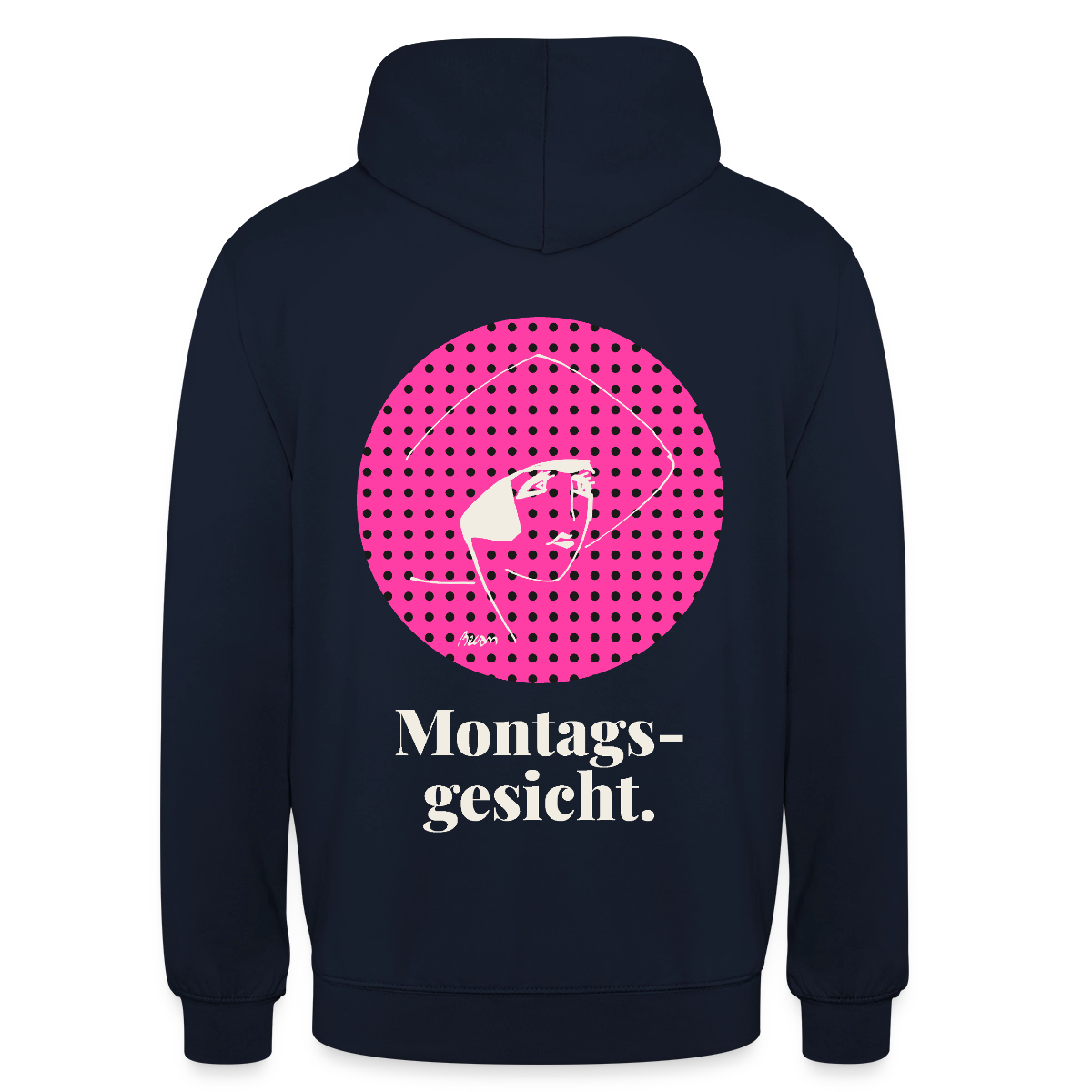 "Montagsgesicht. Art-déco-Motiv" Motiv-Hoodie unisex, Farbe Navy