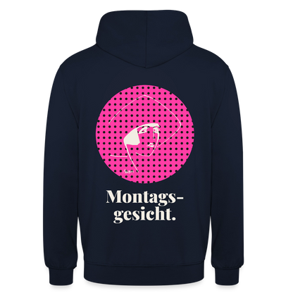 "Montagsgesicht. Art-déco-Motiv" Motiv-Hoodie unisex, Farbe Navy