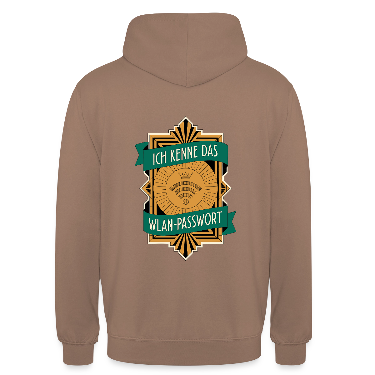 Ich kenne das WLAN-Passwort. Motiv-Hoodie unisex, Farbe Mokka