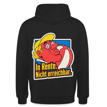 "In Rente. Nicht erreichbar. Popart-Motiv" Motiv-Hoodie unisex, Farbe Schwarz