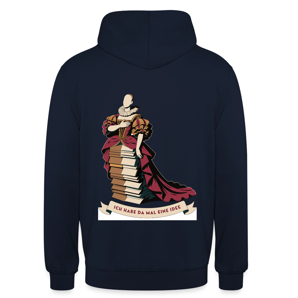 "Ich habe da mal eine Idee. Barock-Motiv" Motiv-Hoodie unisex, Farbe Navy
