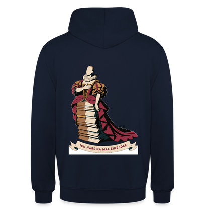 "Ich habe da mal eine Idee. Barock-Motiv" Motiv-Hoodie unisex, Farbe Navy