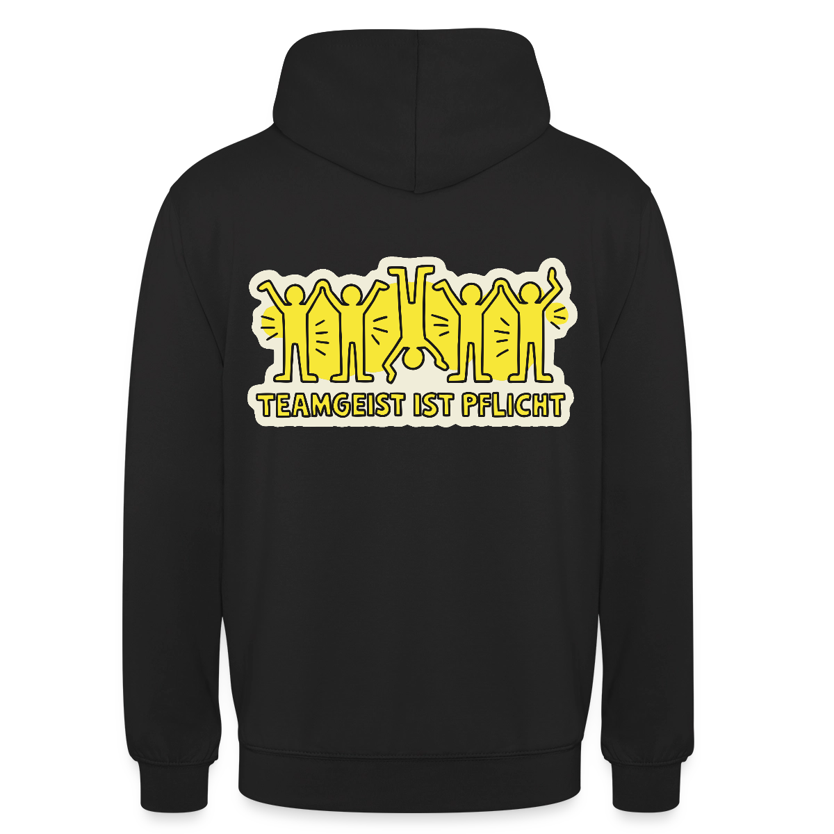 Teamgeist ist Pflicht. Pop-Art-Motiv Motiv-Hoodie unisex, Farbe Schwarz