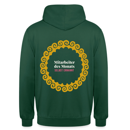 "Mitarbeiter des Monats, selbst ernannt. Gold-Motiv" Motiv-Hoodie unisex, Farbe Flaschengrün