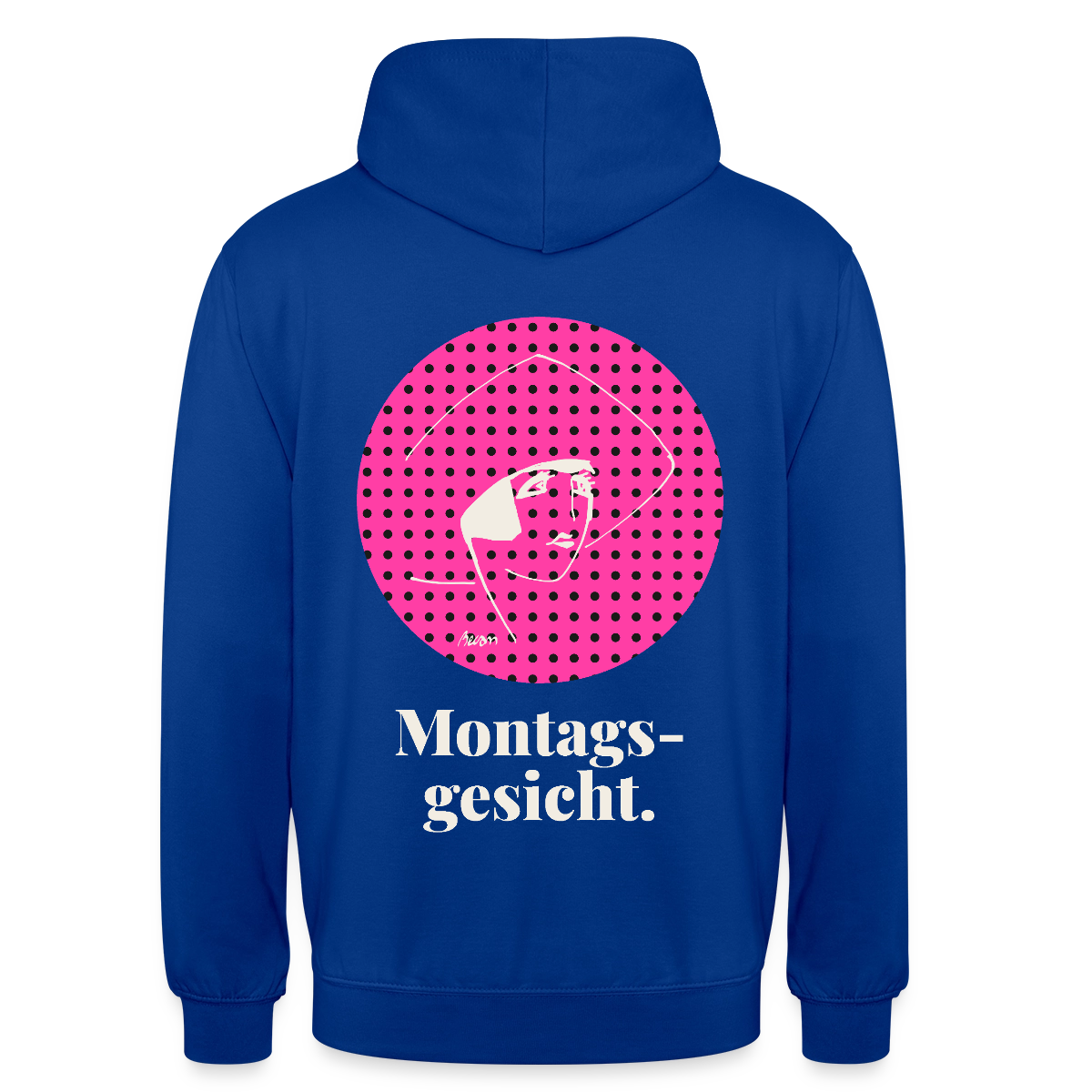 "Montagsgesicht. Art-déco-Motiv" Motiv-Hoodie unisex, Farbe Royalblau