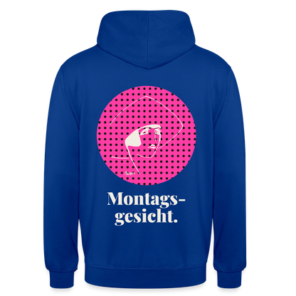 "Montagsgesicht. Art-déco-Motiv" Motiv-Hoodie unisex, Farbe Royalblau