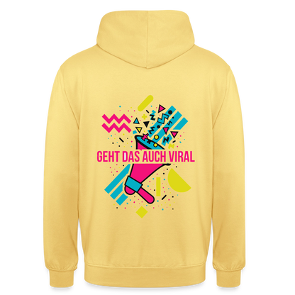 Geht das auch viral? Memphis-Motiv Motiv-Hoodie unisex, Farbe Zitronengelb