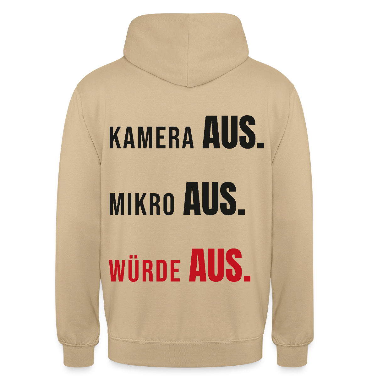 Kamera aus, Würde aus Motiv-Hoodie unisex, Farbe Beige