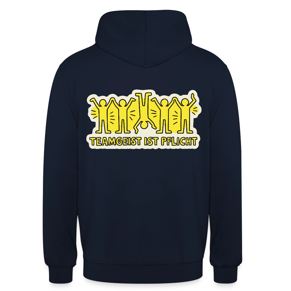 Teamgeist ist Pflicht. Pop-Art-Motiv Motiv-Hoodie unisex, Farbe Navy