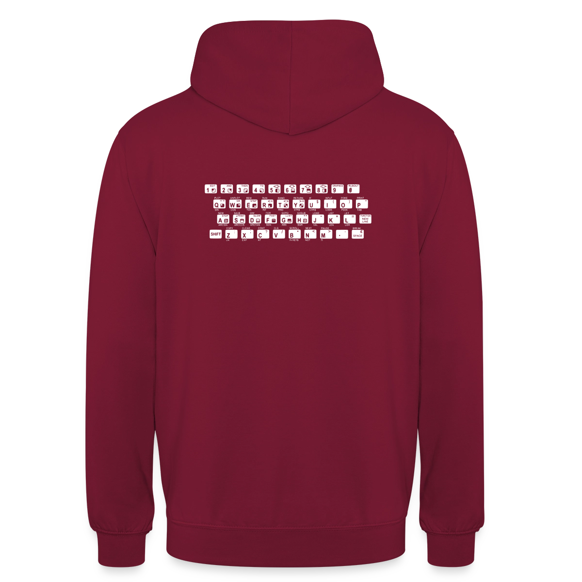48K ZX Spectrum Motiv-Hoodie unisex, Farbe Bordeaux