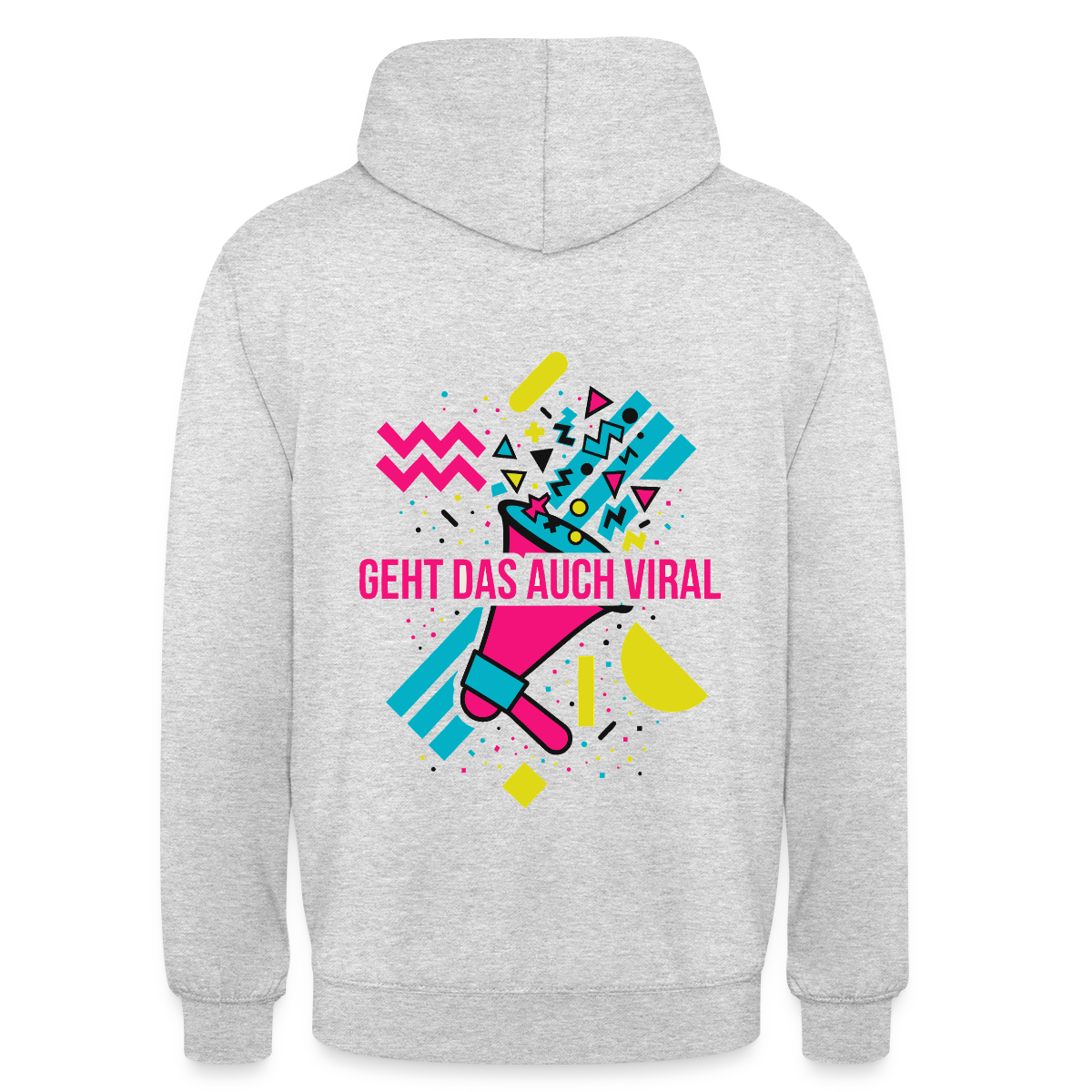 Geht das auch viral? Memphis-Motiv Motiv-Hoodie unisex, Farbe Hellgrau meliert