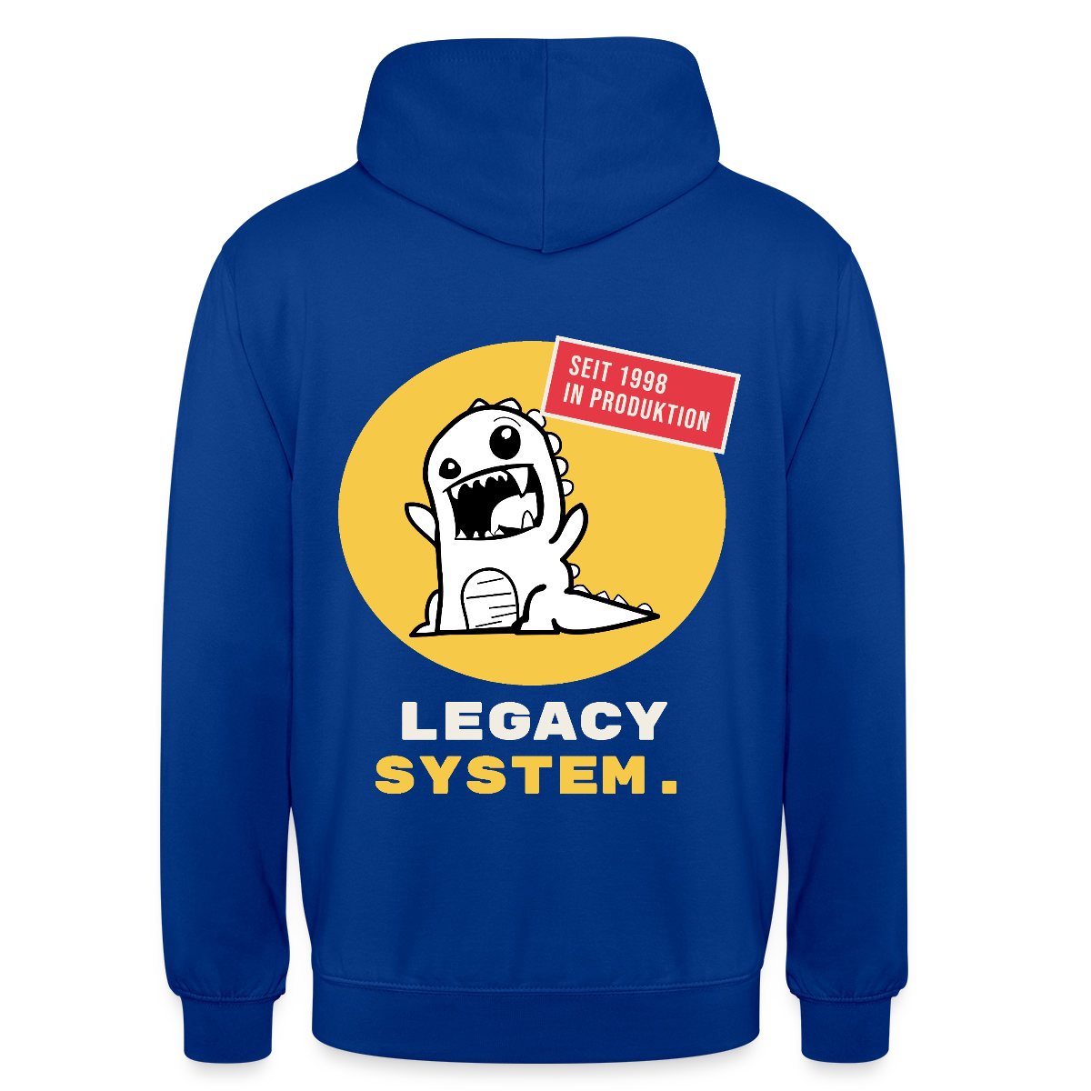 Legacy System. Seit 1998 in Produktion. Motiv-Hoodie unisex, Farbe Royalblau