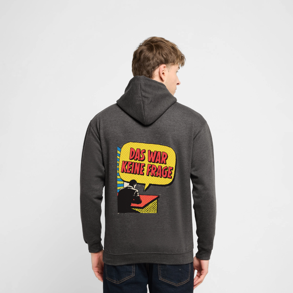 "Das war keine Frage. Popart-Motiv" Motiv-Hoodie unisex, Farbe Anthrazit