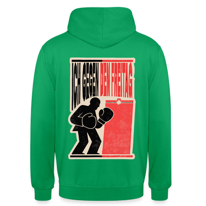 "Ich gegen den Freitag. Boxplakat-Motiv" Motiv-Hoodie unisex, Farbe Kelly Green