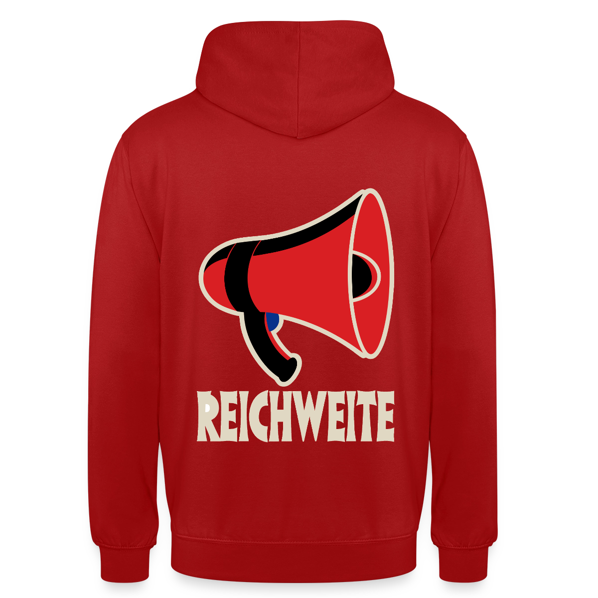 Reichweite. Sachplakat-Motiv Motiv-Hoodie unisex, Farbe Rot