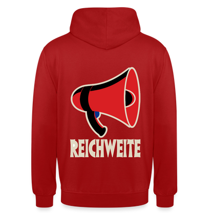 Reichweite. Sachplakat-Motiv Motiv-Hoodie unisex, Farbe Rot