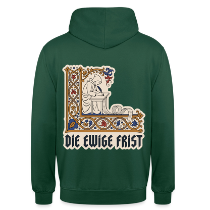 "Die ewige Frist. Buchmalerei-Motiv" Motiv-Hoodie unisex, Farbe Flaschengrün