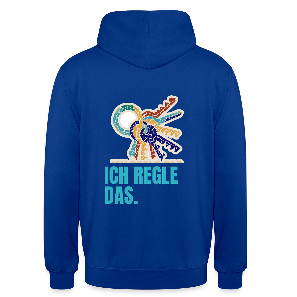 Ich regle das. Mosaik-Motiv Motiv-Hoodie unisex, Farbe Royalblau
