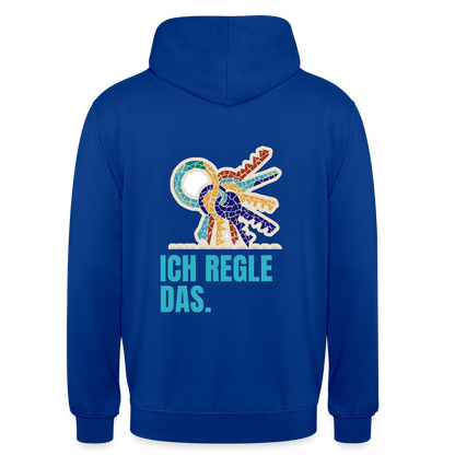 Ich regle das. Mosaik-Motiv Motiv-Hoodie unisex, Farbe Royalblau