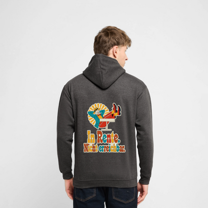 "In Rente. Nicht erreichbar. Midcentury-Motiv" Motiv-Hoodie unisex, Farbe Anthrazit