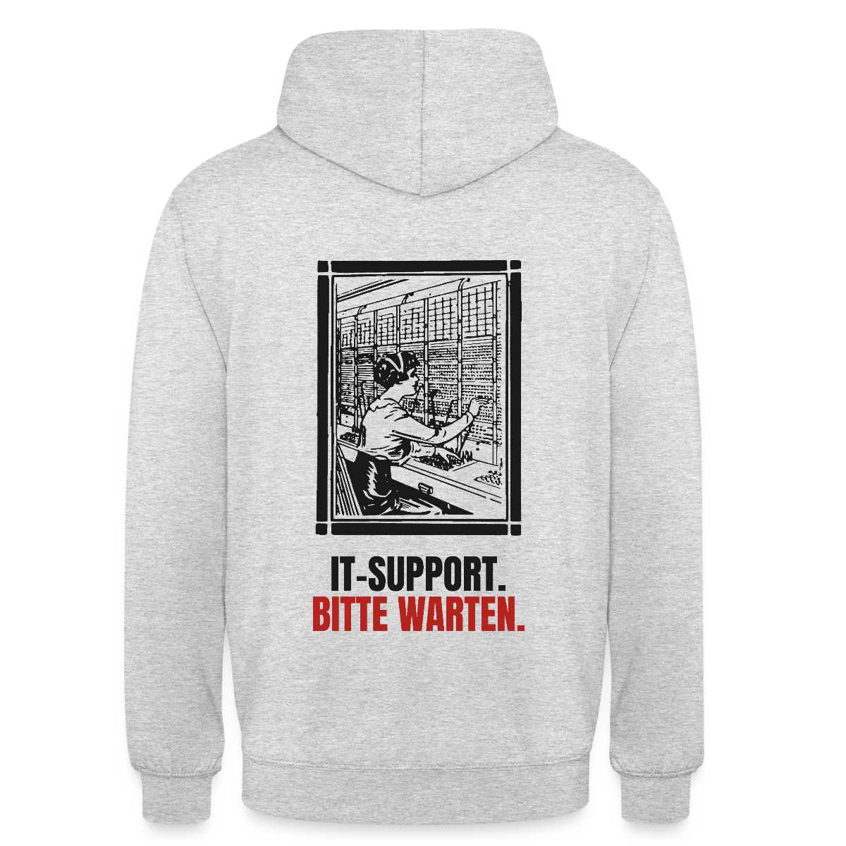 IT-Support. Bitte warten. Motiv-Hoodie unisex, Farbe Hellgrau meliert