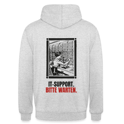 IT-Support. Bitte warten. Motiv-Hoodie unisex, Farbe Hellgrau meliert