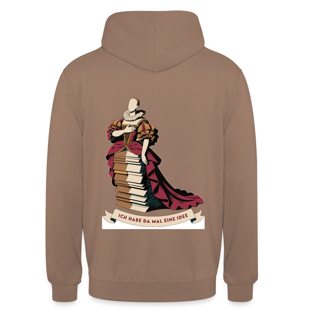 "Ich habe da mal eine Idee. Barock-Motiv" Motiv-Hoodie unisex, Farbe Mokka