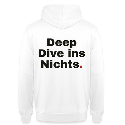 Deep Dive ins Nichts. Motiv-Hoodie unisex, Farbe Weiß