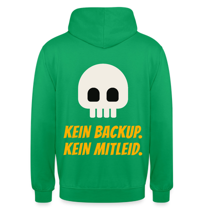 Kein Backup. Kein Mitleid. Motiv-Hoodie unisex, Farbe Kelly Green