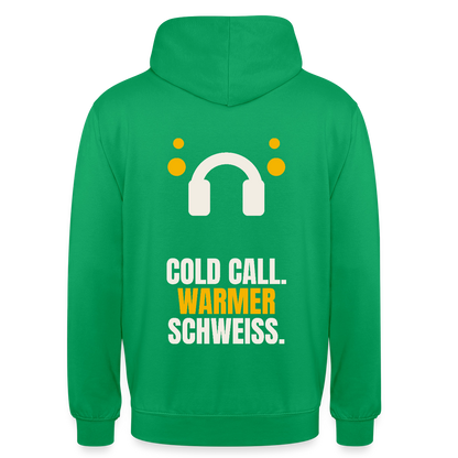 Cold Call. Warmer Schweiß. Motiv-Hoodie unisex, Farbe Kelly Green