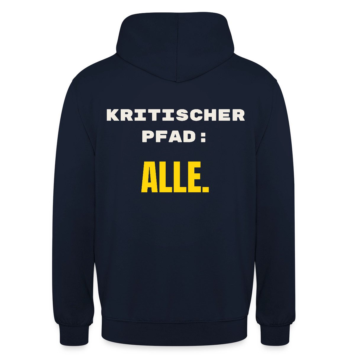Kritischer Pfad: alle. Motiv-Hoodie unisex, Farbe Navy