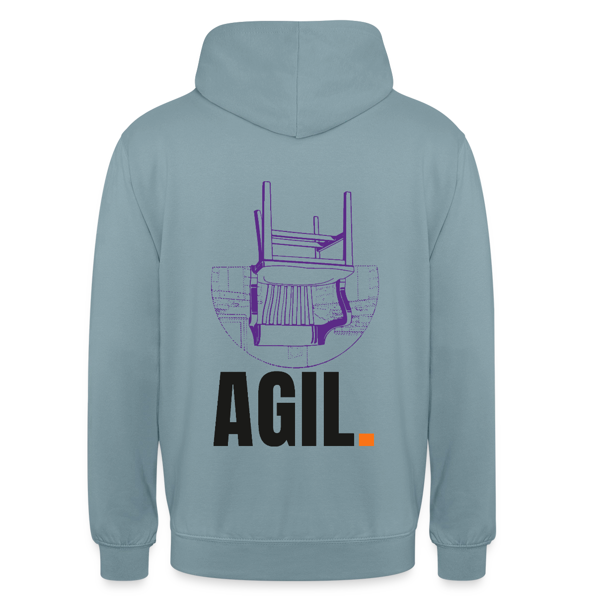 "Agil." Motiv-Hoodie unisex, Farbe Nebelblau