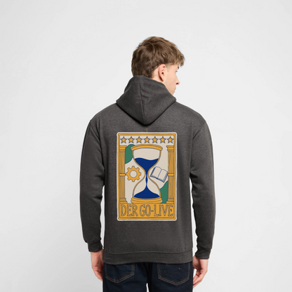 "Der Go-Live. Tarot-Motiv" Motiv-Hoodie unisex, Farbe Anthrazit, Model