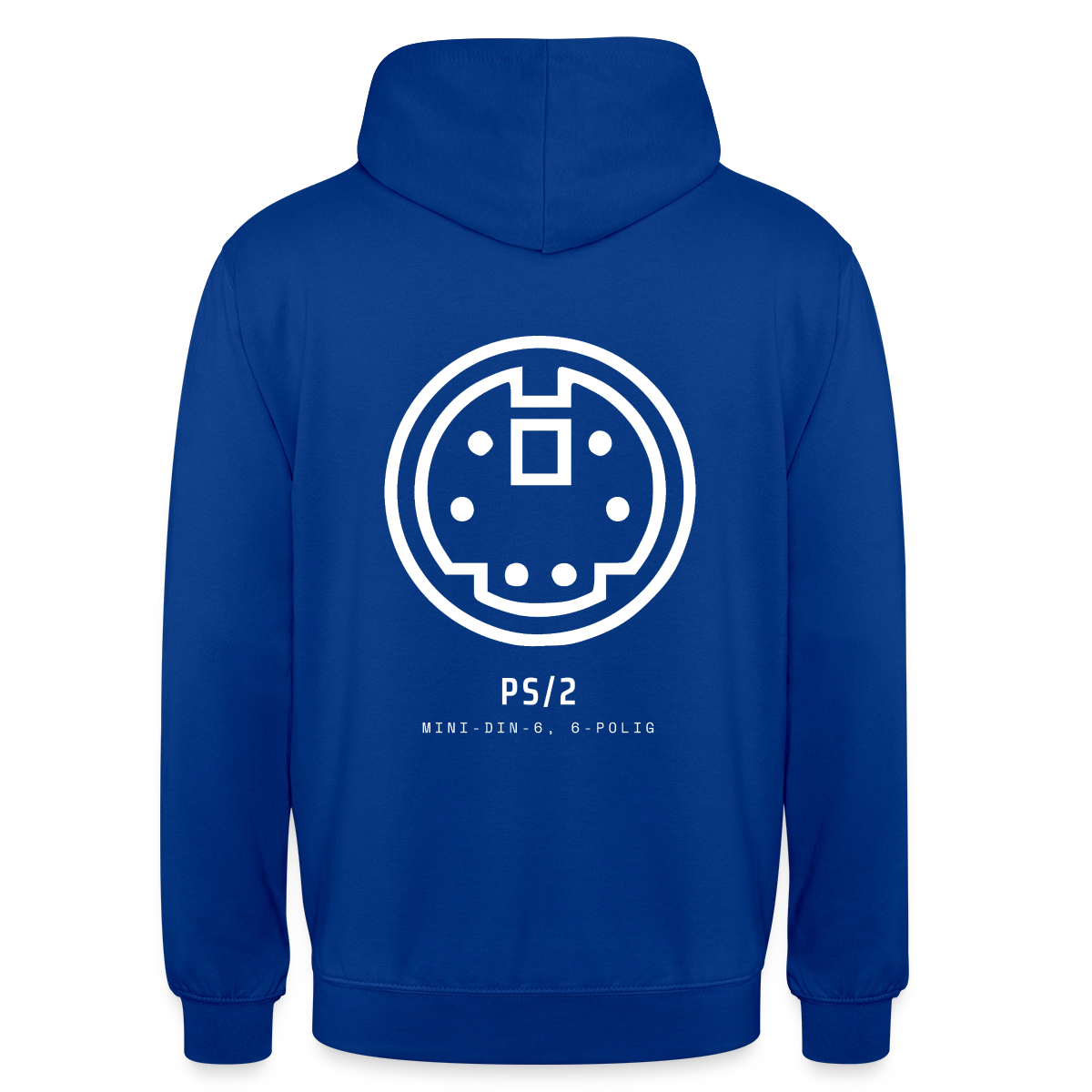 "PS/2, Mini-DIN-6" Motiv-Hoodie unisex, Farbe Royalblau