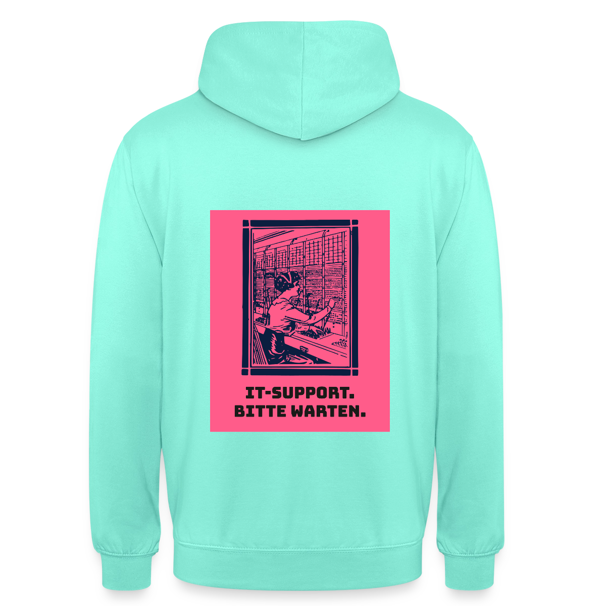 IT-Support. Bitte warten. Duotone-Motiv Motiv-Hoodie unisex, Farbe Mint