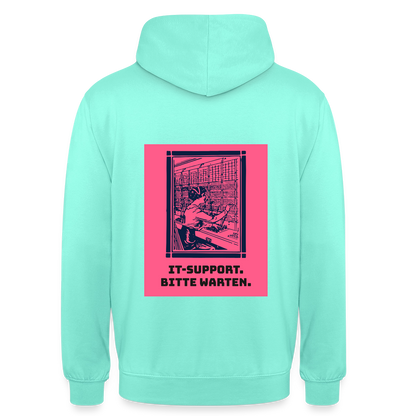 IT-Support. Bitte warten. Duotone-Motiv Motiv-Hoodie unisex, Farbe Mint