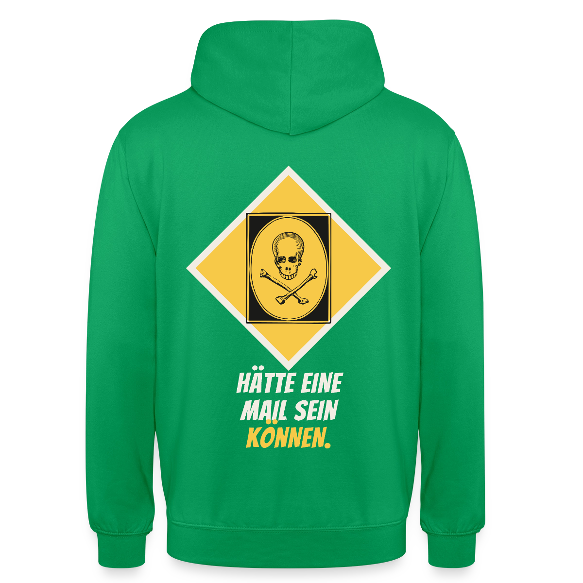 Hätte eine Mail sein können. Gefahrzeichen-Motiv Motiv-Hoodie unisex, Farbe Kelly Green
