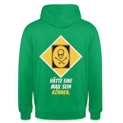 Hätte eine Mail sein können. Gefahrzeichen-Motiv Motiv-Hoodie unisex, Farbe Kelly Green