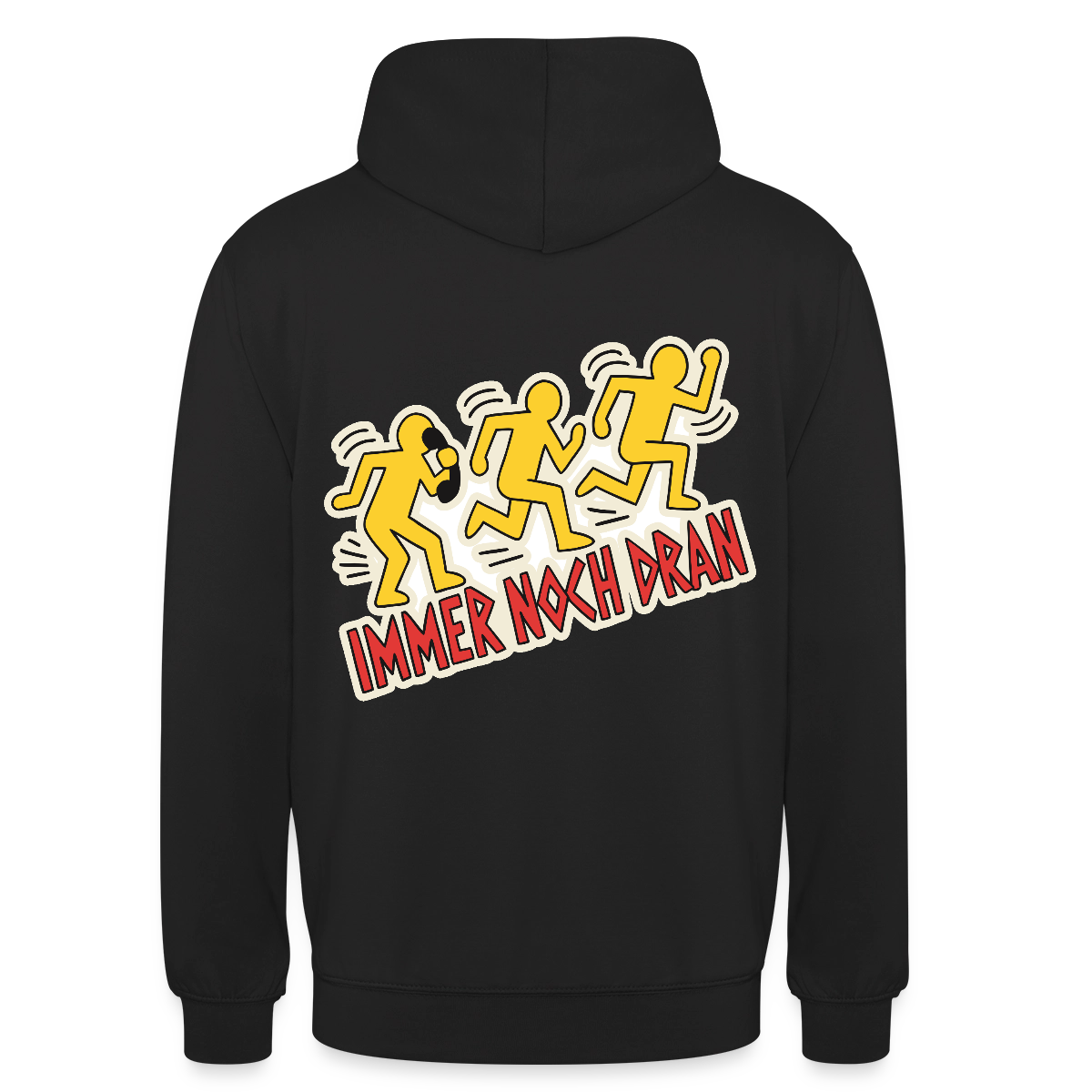 Immer noch dran. Pop-Art-Motiv Motiv-Hoodie unisex, Farbe Schwarz