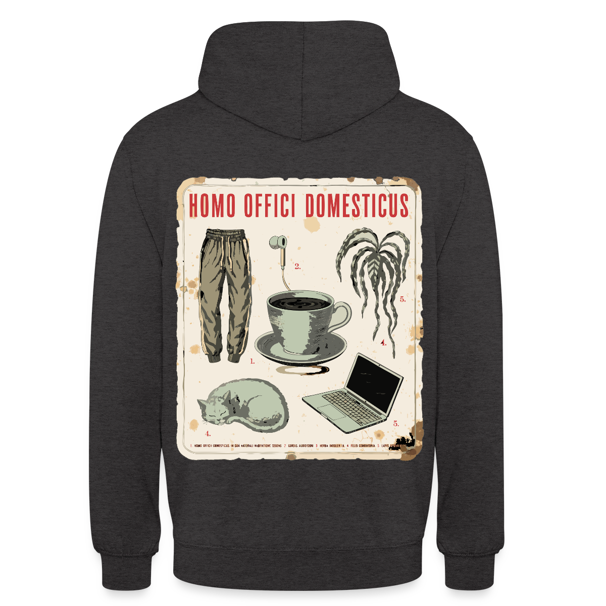 Homo Offici Domesticus Motiv-Hoodie unisex, Farbe Anthrazit, Model