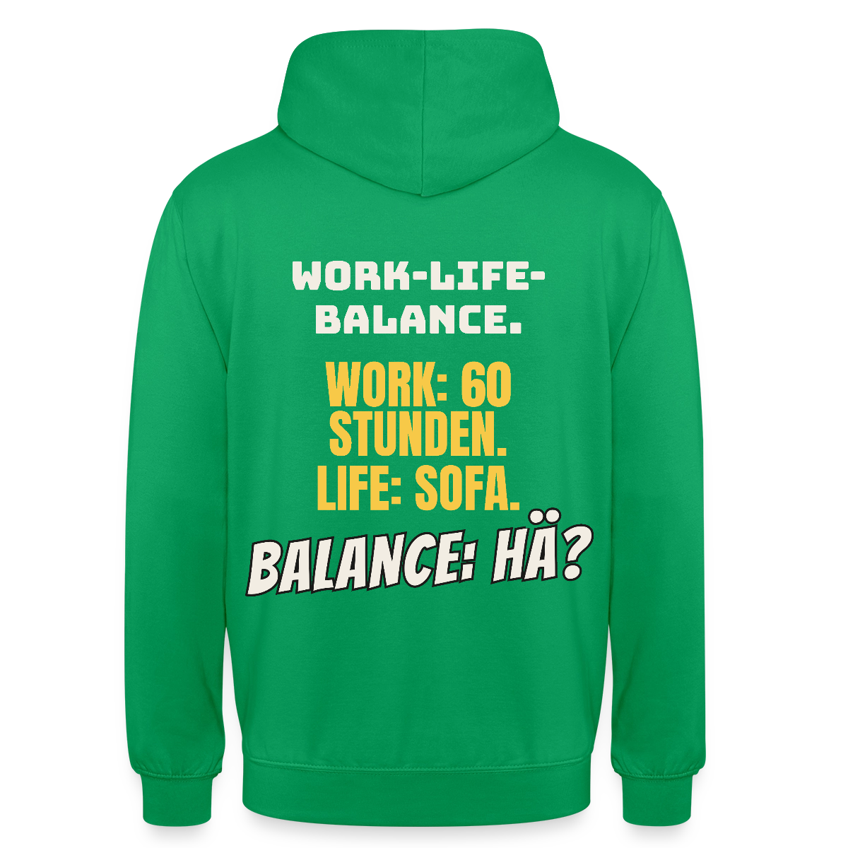 Balance: hä? Motiv-Hoodie unisex, Farbe Kelly Green